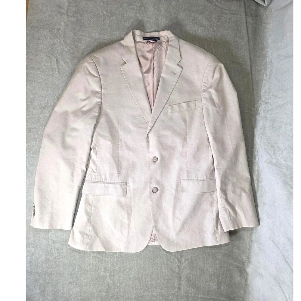 Tommy Hilfiger Mens Tan Cotton Blend 2‎ Button Blazer Sport Coat R40 Beige